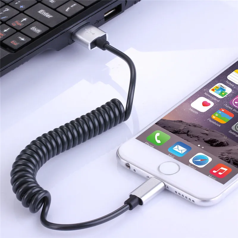 USB 2,0 до 8pin телескопический удлинитель пружинный кабель для iPhone 5 6s 7Plus 8 X ipad mini