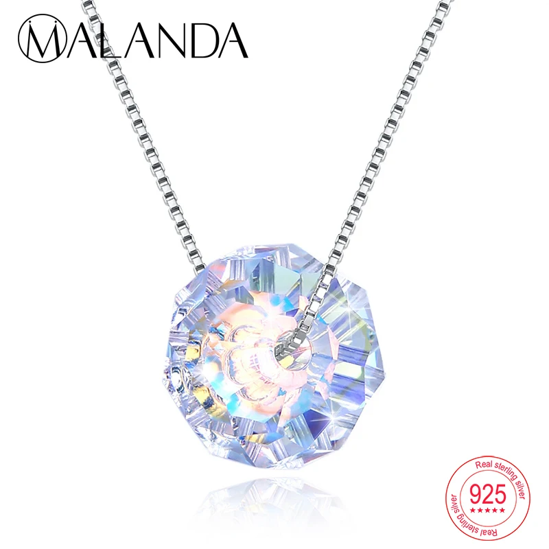 Маланда 925 пробы Серебряное ожерелье шарообразные кристаллы от Swarovski овальные