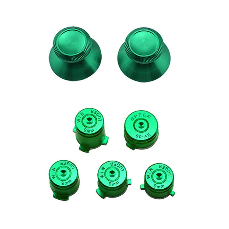 Алюминиевый металлический мод набор джойстик аналоговый джойстик Крышка пуля ABXY направляющая кнопка для Xbox 360 контроллер запасная часть для джойстика - Цвет: Green