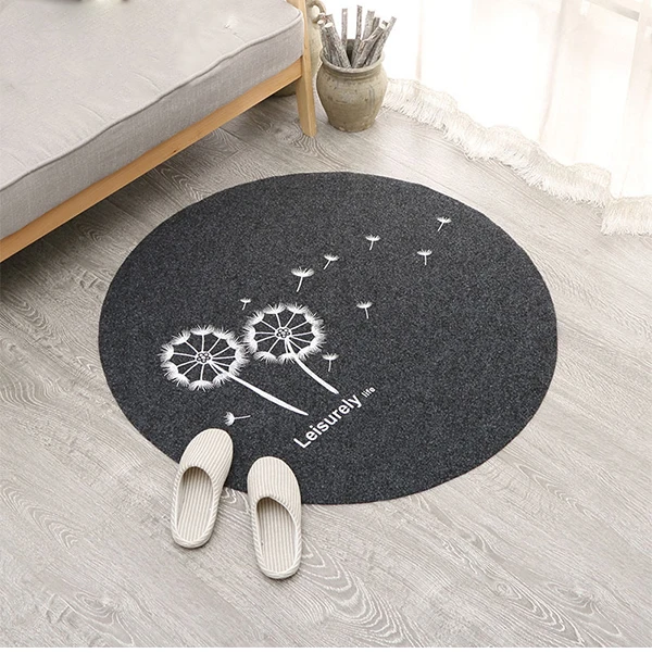 80cm Welcome Waterproof Door Mat Cartoon Embroidery Round Kitchen Rugs Bedroom Carpets Decorative Stair Mats Home Decor Crafts