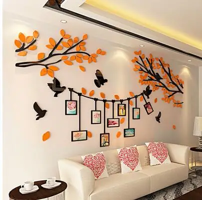 Креативные настенные акриловые 3D настенные наклейки с ветками деревьев, художественный декор стен для гостиной, ресторана, настенные украшения - Цвет: 2