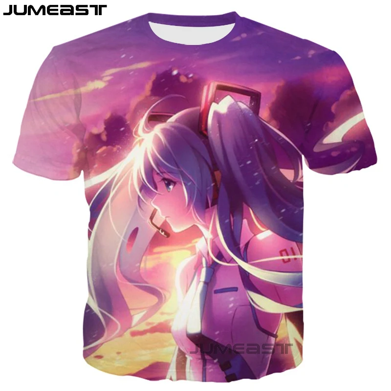 Бренд Jumeast, Мужская/женская футболка с 3D принтом, Аниме Vocaloid Hatsune Miku, короткий рукав, новинка, футболка, спортивный пуловер, летние топы, футболки