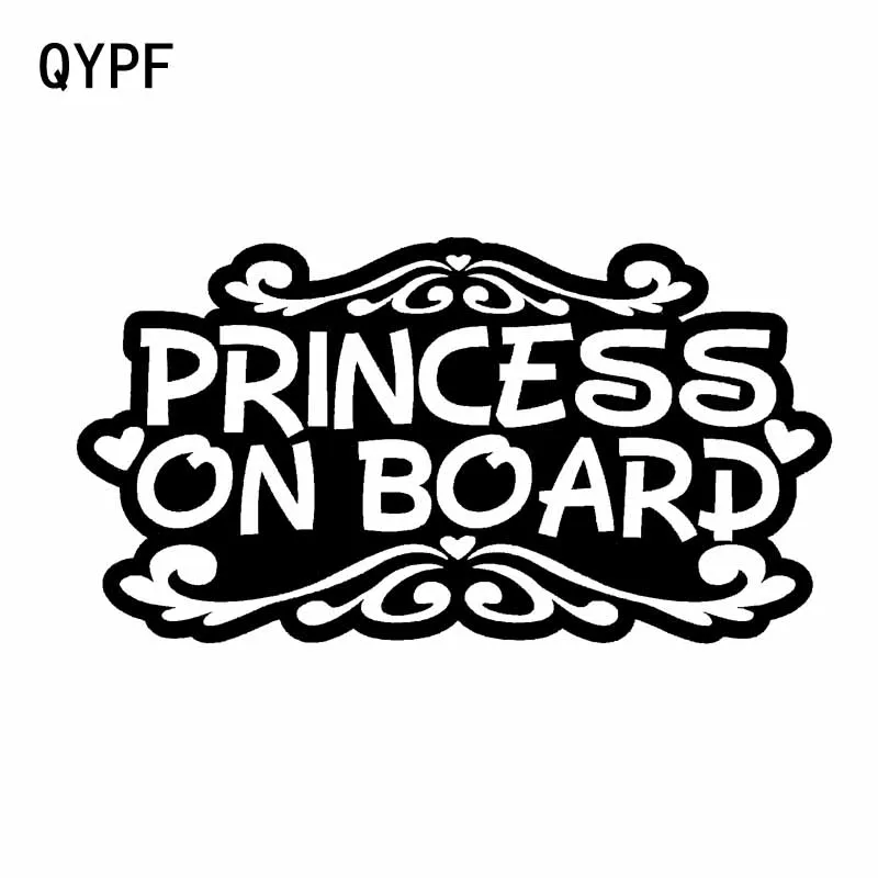 

QYPF 14.2CM*7.6CM PRINCESS ON BOARD Love Art Car Vinyl Sticker Decals Black/Sliver C14-0036