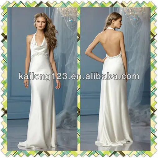 halter neck sheath wedding dress