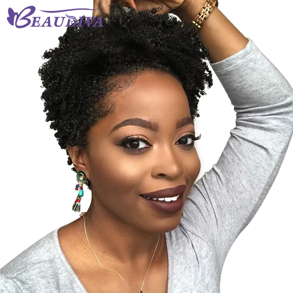 Beaudiva Short Bob Wigs For Black Women Hair Afro Curly ...