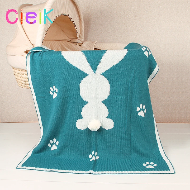 CieiK Baby Blanket Animal Bunny Muslin Floral Swaddle Newborn Girl Boy Soft Wrap Kids Photo Playing Knitted Warm Children Towel  (5)