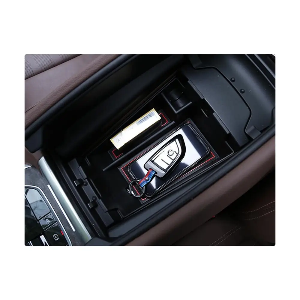 RUIYA car armrest box storage for 2019 BMW X5 G05 stowing tidying car organizer anti-slip rubber accessories,automotive interior