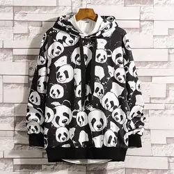 Privathinker для мужчин Harajuku панда толстовки с капюшоном 2019 s японский уличная мода кофты Мужской Черный Принт весенняя одежда