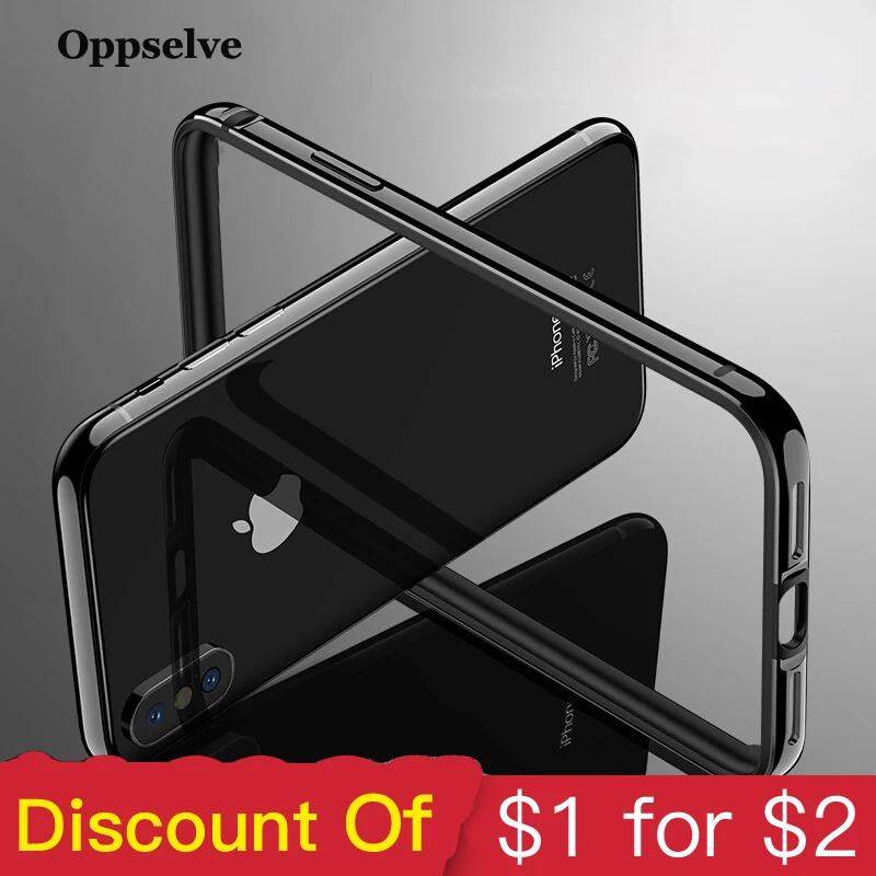 

Bumper Case For iPhone Xs Max Xr 10 8 7 6s Plus Shockproof Frame Cover Case For iPhoneX Aluminum Back Protective Border Capinhas
