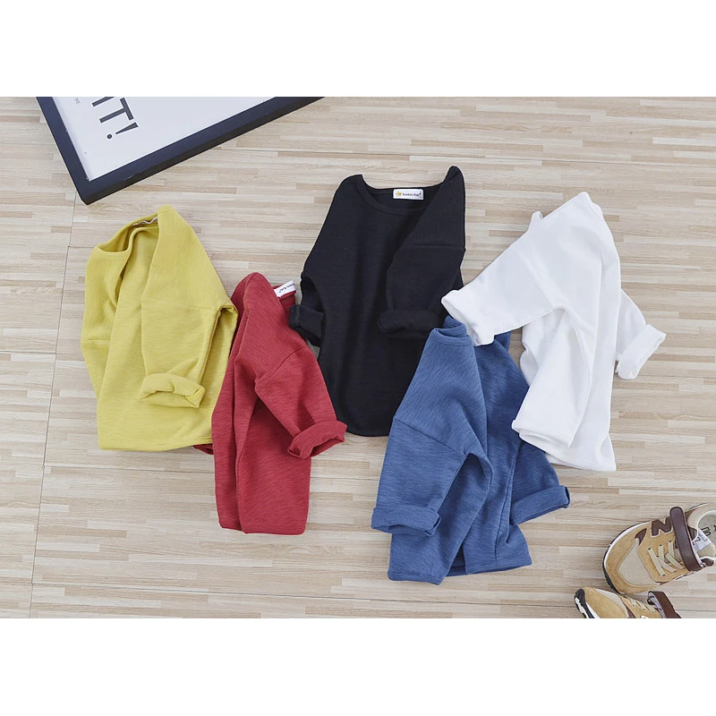 Solid Kids T-Shirts Cotton Boys Girls Tops Three Quarter Sleeves Boy T Shirts Spring O Neck Girl T-Shirts 2017 Children Clothing (23)