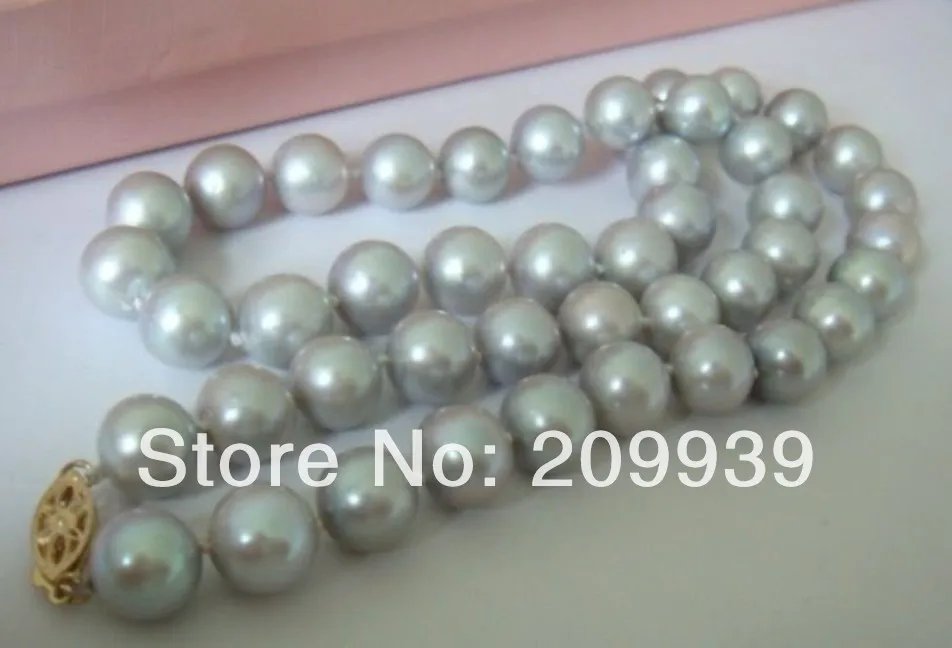 

huij 003357 HUGE SOUTH SEA 11-12MM TAHITIAN GRAY PEARL NECKLACE 14K 18 INCH