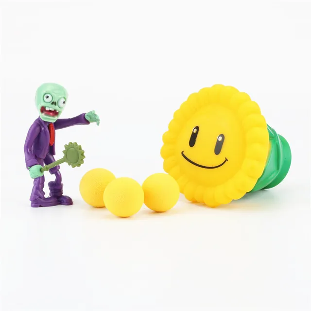 Plants VS Zombies Action Figure Toy PVC Anime Model Peashooter Bullet