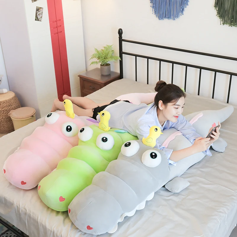 Dorimytrader Hot Soft Cartoon Crocodile Plush Doll Giant Animal Alligator Pillow Toy Cushion for Girl Boy Gift 71inch 180cm DY50615  (19)