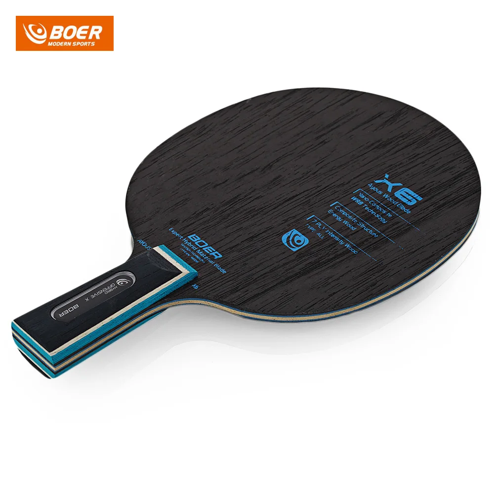 

BOER X6 Carbon Fiber Table Tennis Racket Anti-slip Ping Pong Racket Paddle Bat with Horizontal Grip,Straight Grip Handle