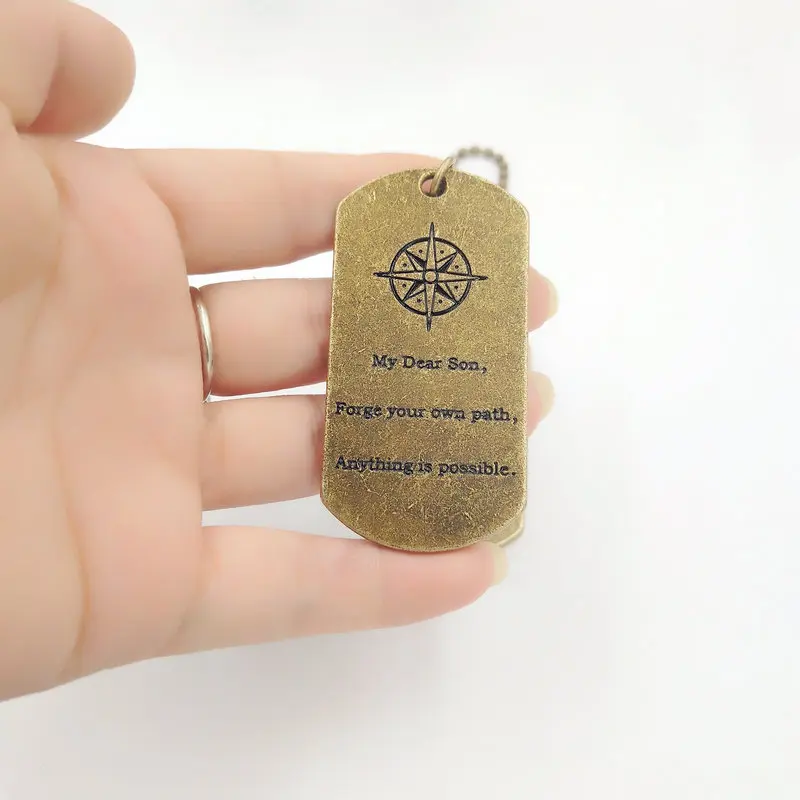 

Folsom Family Son Necklaces Bronzed compass Dog Tag Pendant Boys Kids Child Inspirational Gifts My son Forge your own Path