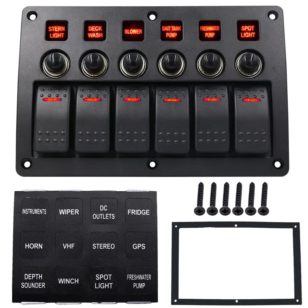 

LumiParty 6-bit Switch Panel Universal Refitted Switch Combination for Panel Yacht/ship/trailer For ships, yachts, RVs buses r30