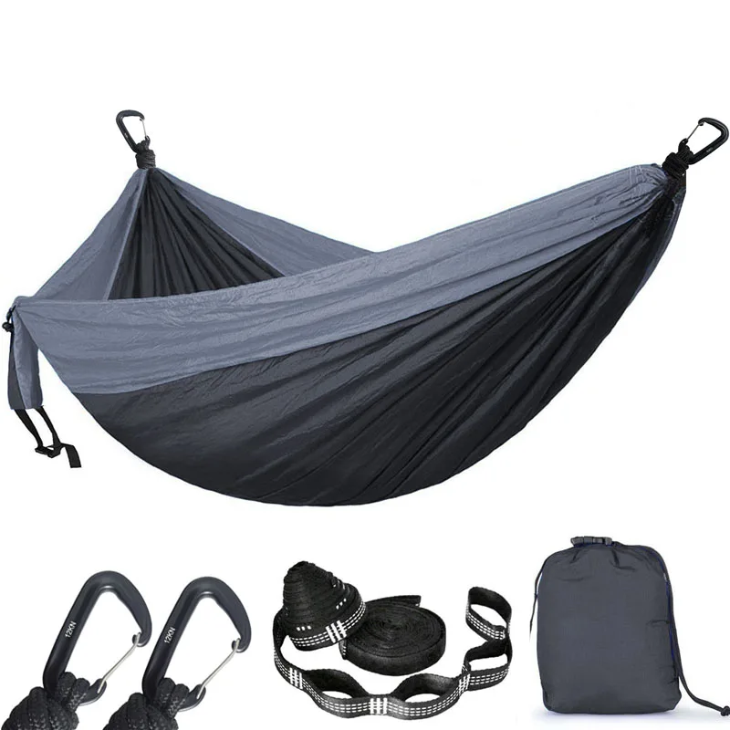 2-3 Person Solid Color Parachute Hammock Camping Survival garden swing Leisure travel Portable Hammock for outdoor furniture 