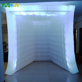 Best 8*7ft Tunnel Shape Inflatable Photo Booth Wedding Backdrop With Inner Air Blower And LED Strip Lights Portable Tent For Party