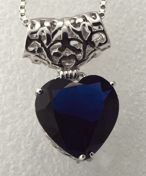 

Free shipping exclusive custom 18 k gold jewelry fine lady sweet 925 sterling silver heart luxury sapphire pendant necklace