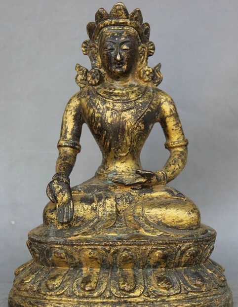 

6 Old Tibet Buddhism Bronze Gild Seat Kwan-yin Guan Yin Boddhisattva Statue R0711