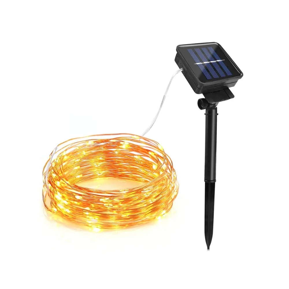 

8 mode Christmas Solar LED String Light Waterproof 10M 33ft 100 LED Copper Silver Wire Fairy Lamp For Outdoor Garden Decoration