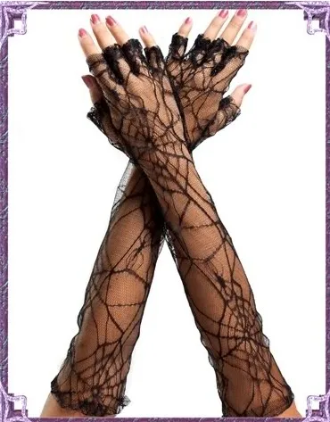

Adult halloween spider web glovessexy black lace gloves spiderman skeleton gloves 45cm length