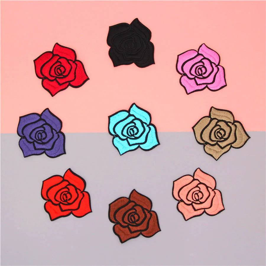 

Rose Flower Fabric Embroidered Patch Cap Clothes Stickers Bag Sew Iron On Applique DIY Apparel Sewing Clothing Accessories BU179