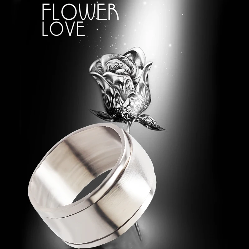 QianBei 10 мм дизайн свадебные поворотные кольца из нержавеющей стали Серебряное вращающееся кольцо для мужчин и женщин ювелирные изделия
