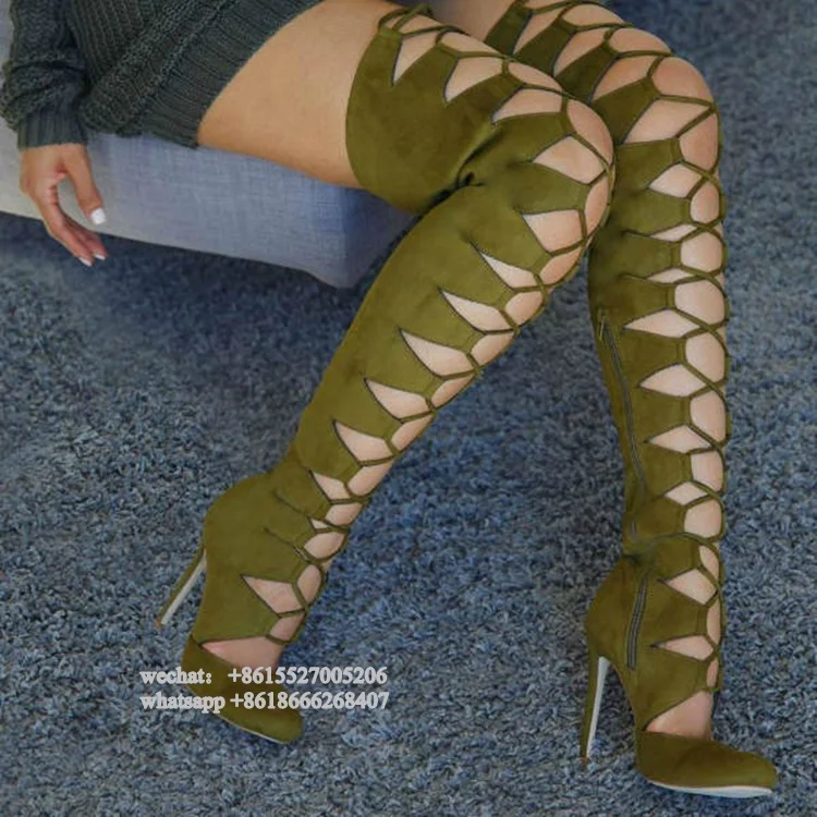 Army Green Suede Leather Pointer Blue Slim Fit Fall Autumn Lace-Up Long Boots Womens Over The knee Thin High Heeled Thigh Bota Army Green Suede Leather Pointer Blue Slim Fit Fall Autumn Lace-Up Long Boots Womens Over The knee Thin High Heeled Thigh Bota