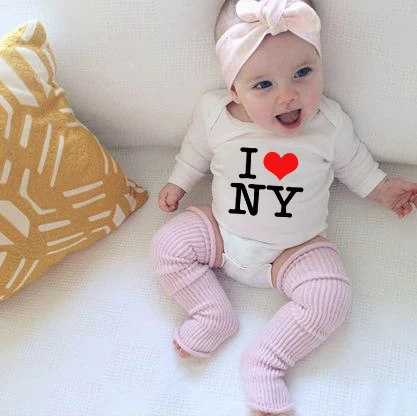 I Love NY детские комбинезоны с рисунками для маленьких девочек и мальчиков унисекс Infantil длинный рукав Roupas De Bebe комбинезон девочки младенца