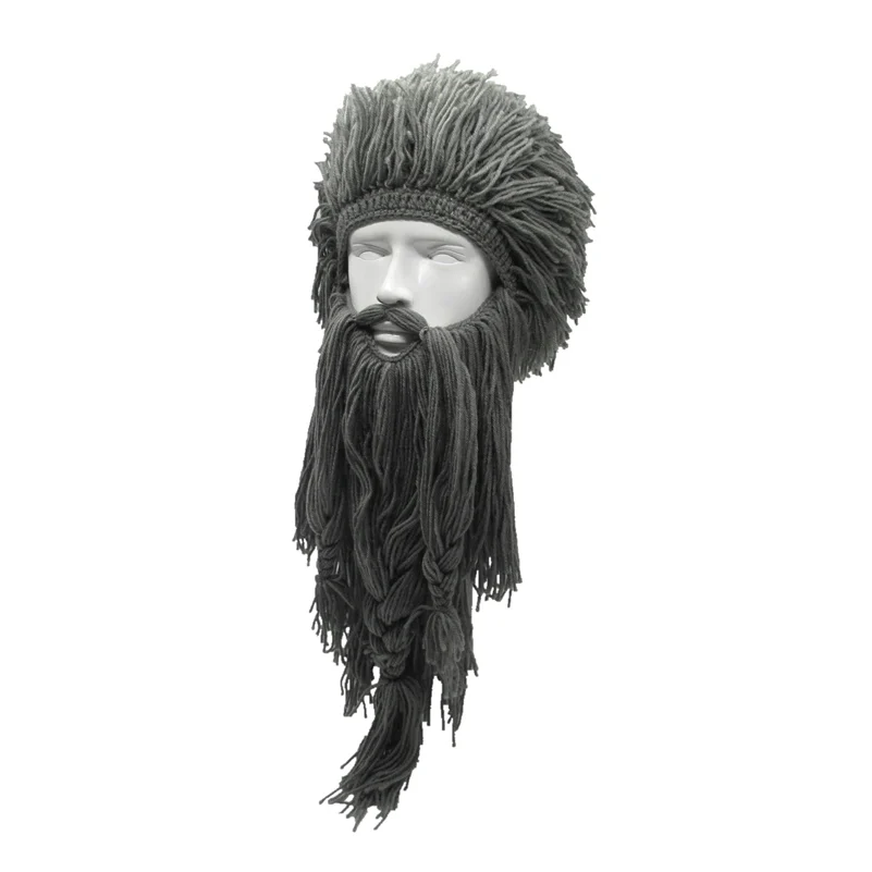 

Creative Barbarian Beanie Hats Halloween Cosplay Costume Unisex Knitted Wig Viking Beard Hat Winter Warm Funny Crazy Mask Cap