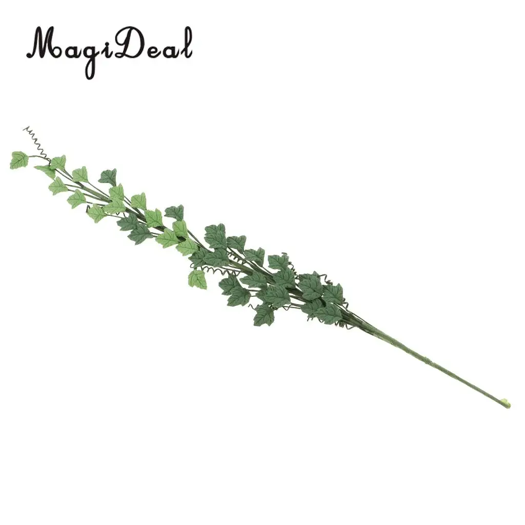1/12 Scale Handmade Clay Boston Ivy Leaves String Rose Bouquet Dollhouse Indoor Outdoor Furniture Decor Kids Pretend Play Red