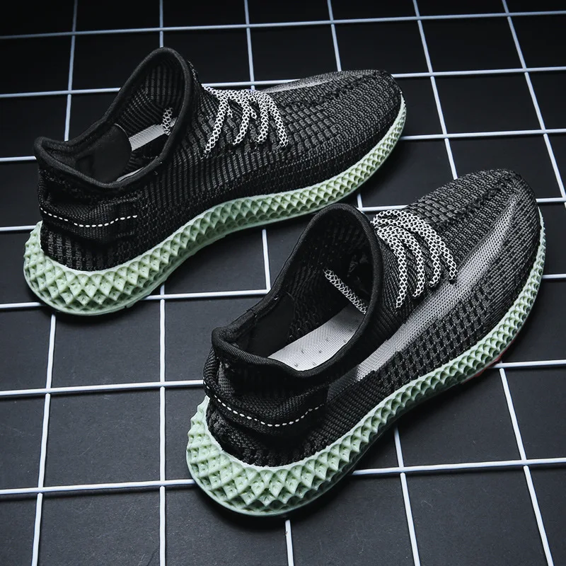 INS Fly Weave Sneakers Kanye 350 West Spring Summer Fashion Lighted Breathable Men Casual Shoes Jogging Tenis Masculino Sneaker | Обувь