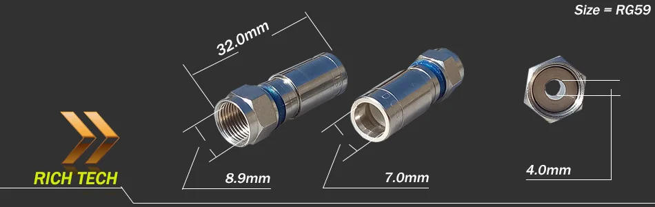 20 шт./лот медь RG6/RG59 всепогодный F компрессионный разъем радиочастотный коаксиальный провод разъем пайка адаптер красный/синий цвета