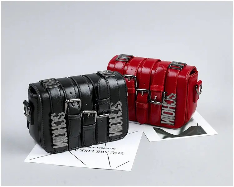 

Wide shoulder strap female bag 2019 new letter retro small square bag simple female bag solid color shoulder Messenger bag