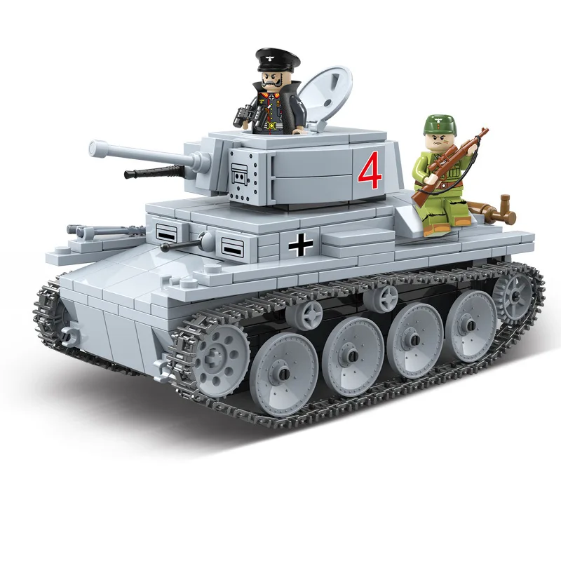 WW2 военный LT-38 немецкий легкий танк солдат оружие строительные блоки WW2 Военный танк оружие аксессуар Кирпичи игрушки для детей