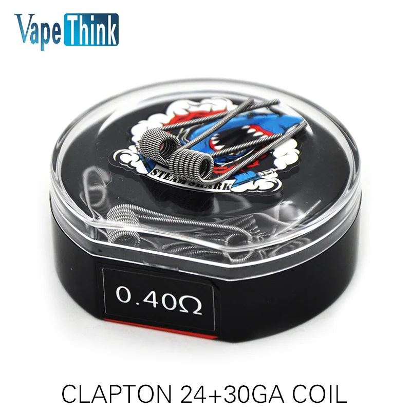 Паровая Акула 10 шт в 1 Prebuild Clapton с сопротивлением 24ga 26ga 30ga 32ga Rda нагревательная проволока для РБА Rda Rta бак 0,4 0,5 0,85 0,8 Ом