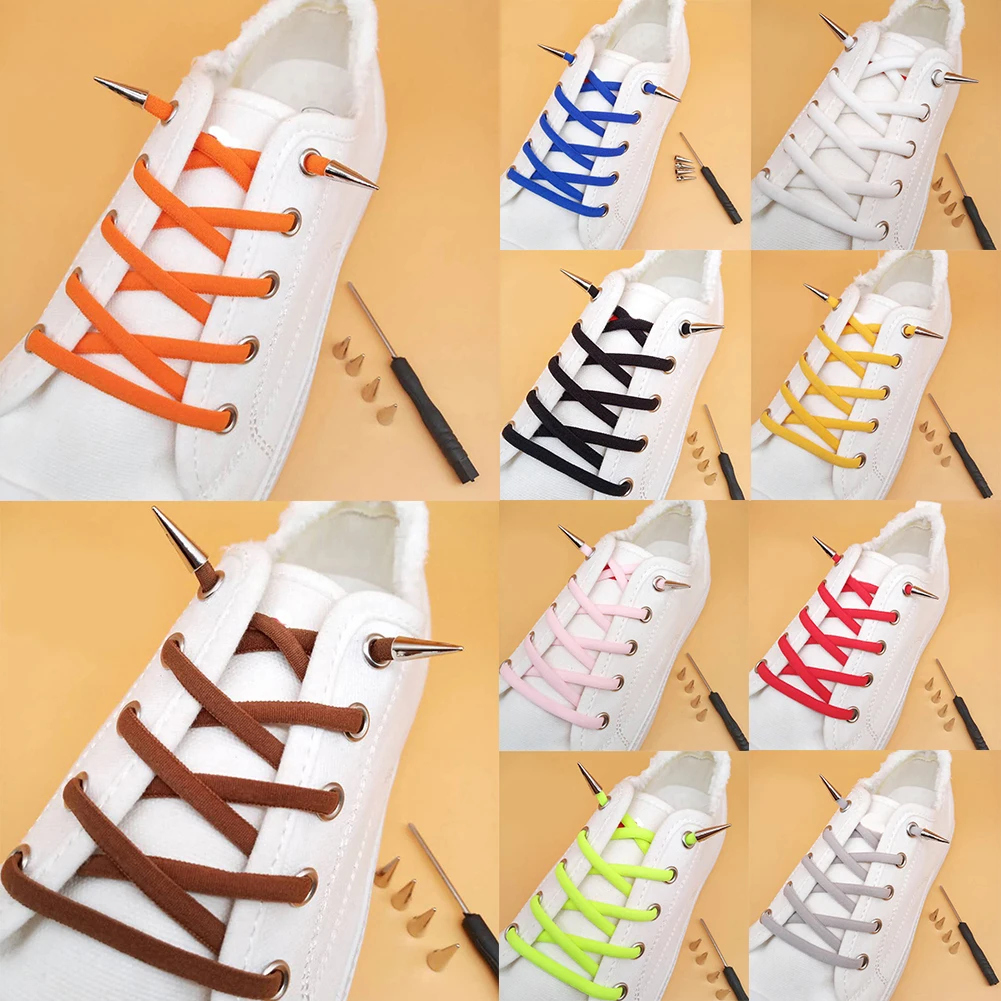 New Style Lazy Shoelace Semi-circular Flat Free From Tied Elastic Men Women Sports Lazy Shoelaces Wild Elastic Nylon Candy Color