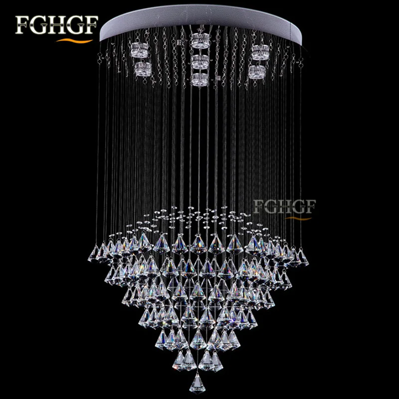 Luxury Round Crystal Chandelier Light Lustres de Cristal Lamp Modern Lighting Long Stair Lamp for Flush Mounted lamparas (4)