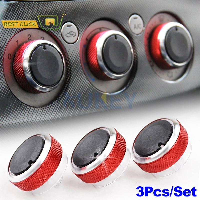 

3Pcs Red Air Conditioning A/C Heater Climate Control Switch Knobs Buttons For Ford Galaxy 3 MK3 Kuga MK1 Car Styling Dials