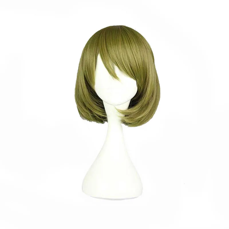 

MCOSER 35cm Short WIG-016 Dark Green Curly Straight Cosplay Wig 100% High Temperature Fiber Hair WIG-560E