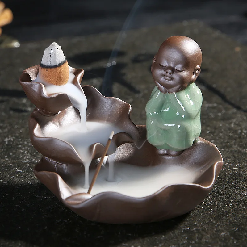 Small Monk Ge Yao Ceramic Incense Burner Antique Back Flow Smoke Censer Aromatherapy Stove | Дом и сад