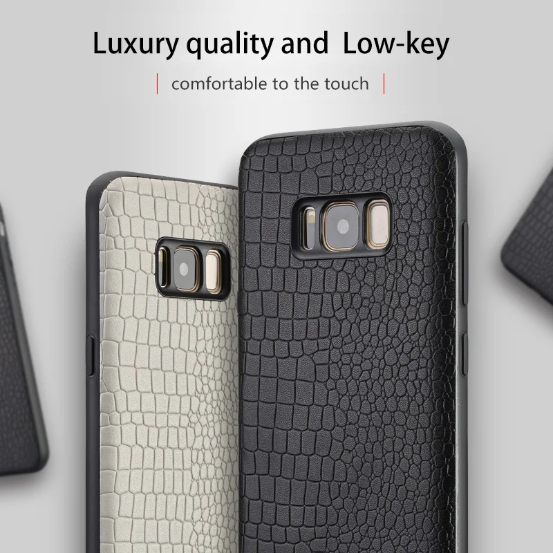

Genuine leather phone cases For Samsung S8 S9 Plus case Crocodile texture Soft shell all-inclusive ForA3 A5 A7 A8 J3 J5 J7 cover