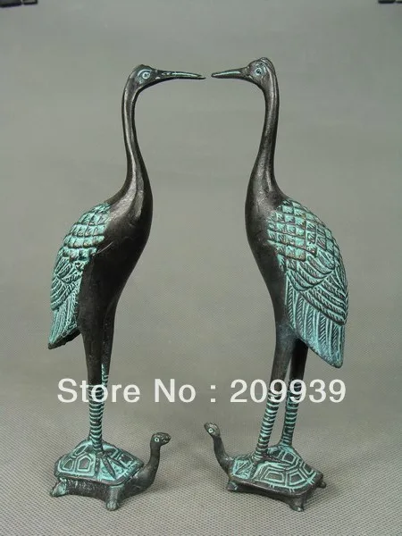 

fast ship PAIR CHINESE OLD COPPER HANDWORK CARVED RED-CROWNED CRANES STATUE