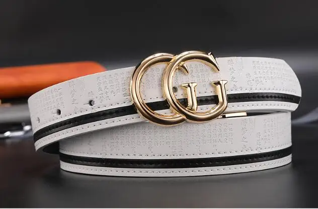 

2019 New Fashion classic Style Real cowhide man women leather leisure belt Gold Silver buckle popular lady straps business belt