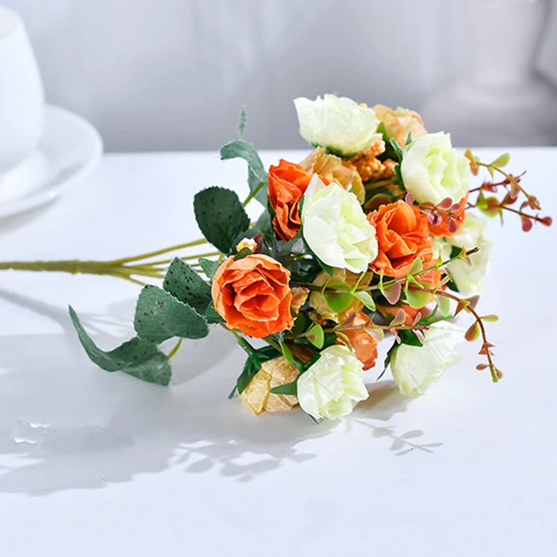 21 Heads Silk Rose European Style Artificial Flower High Quality Bouquet Fake Flowers Wedding Home Party Decoration