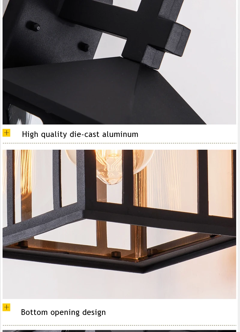 Lâmpada de Parede de Vidro Transparente à Prova de Água ao ar Liga de Alumínio Lâmpada de Iluminação Lâmpada Europeu Simples Livre Retro E27 16 vidro transparente à prova de água ao