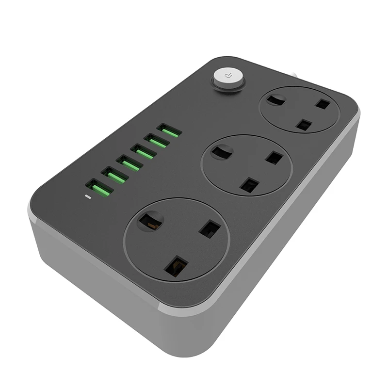 LDNIO 3 розетки комбинированный 6USB универсальный настольный заряд розетка питания 10А Номинальный ток с 2 м Шнур питания для использования дома/офиса