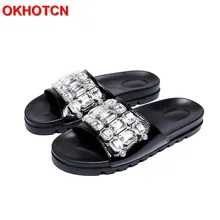 Ручной работы кожаные шлепанцы Для мужчин с украшением в виде кристаллов прогулочные сандалии стразы Тапочки Для мужчин большие Размеры обуви сад Мокасины Для мужчин из натуральной кожи