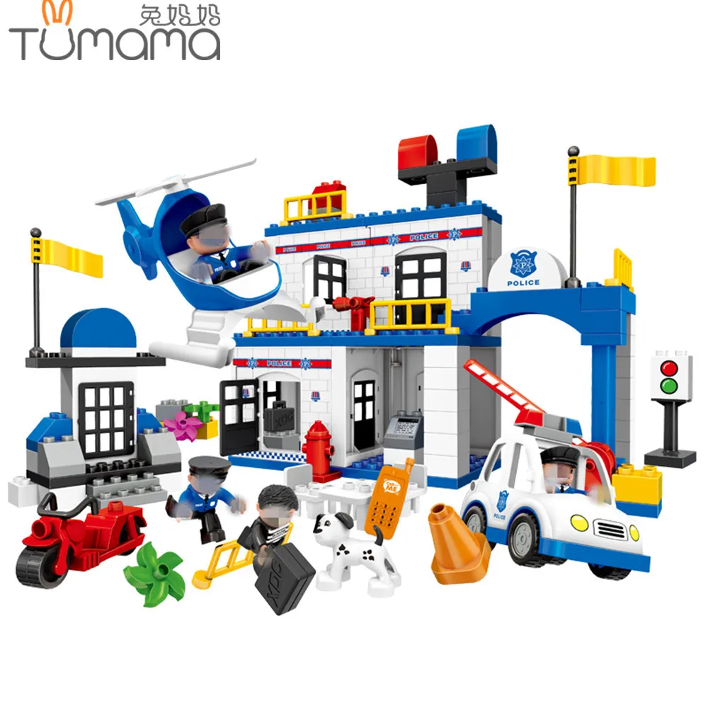 

Tumama 115/95pcs City Police Station Building Blocks Big Size Play Blicks Compatible with Legoed Early Learning Toys Baby Gifts